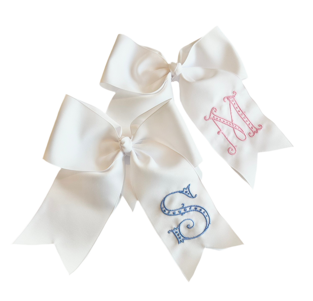 JUMBO CHEERLEADER VINTAGE INITIAL BOW